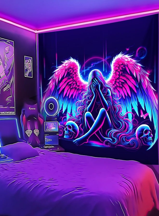 BVBOX Blacklight Tapestry,WingTapestry Glow In The Dark,UV Reactive Black Light Upright Posters Wall Hanging for Bedroom Dorm Living Room Backdrop Decor (wing1, 59L x 51W) - Image 2